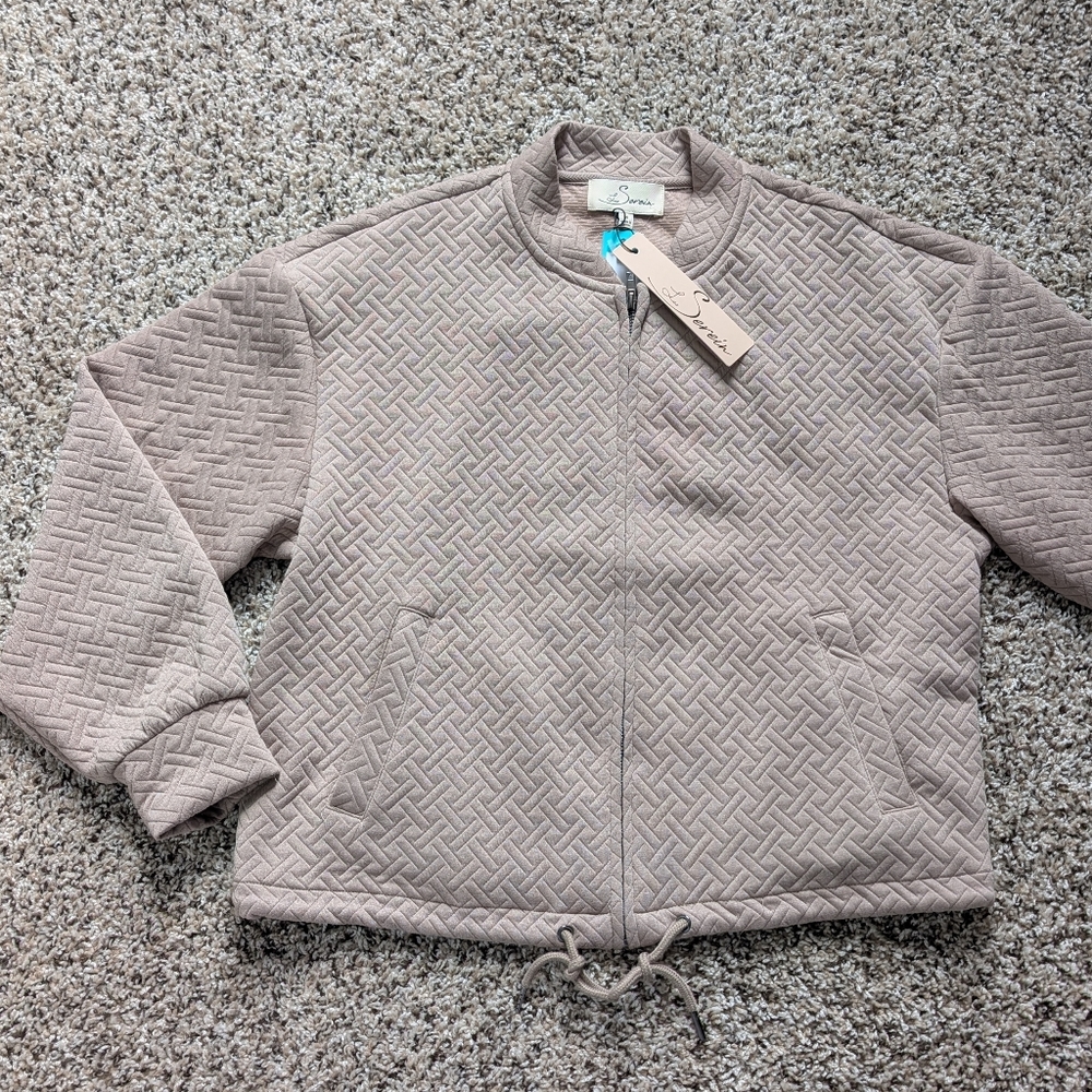 NWT Les Serein Megan Quilted Knit Bomber Zip Up Jacket